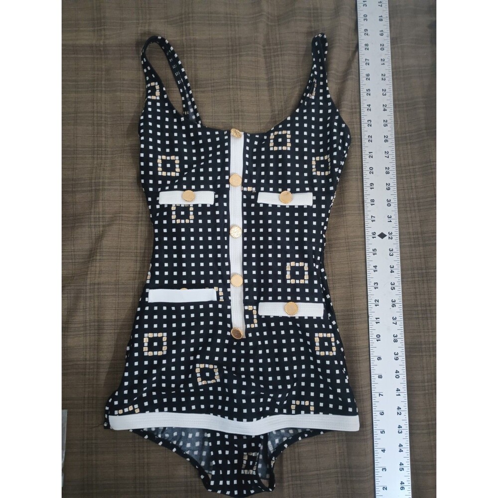 Vintage Women's Gottex Swimming Suit 90s  Dress Style Gottex One-Piece Swimsuit